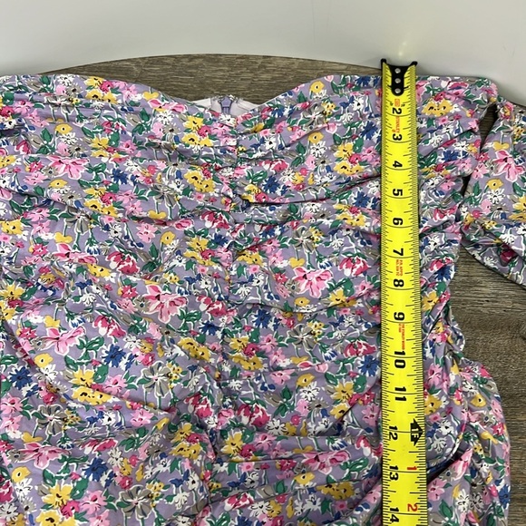 SNDYS. Women’s Floral Ruched Sweetheart Dress Size Large - Picture 10 of 14